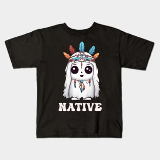 Kawaii Native American Indian Ghost Halloween Kids T-Shirt